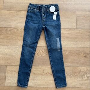 GAP Girls Dark Indigo Button-Fly Skinny Jeans Adjustable Waistband Size 8 NWT